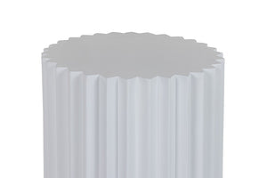 VIG Furniture Evadale Ribbed White Concrete End Table — Modern 22" Sculptural Side Table, Weather‑Resistant, 220Lb Capacity VGGR-685156-WHT