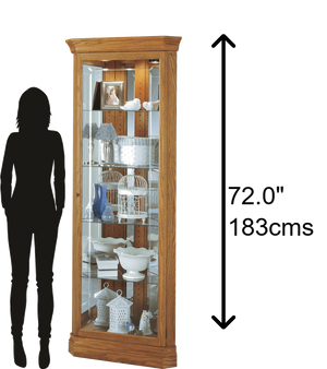 Hekman Furniture 680347 Hammon Lighted Corner Curio Cabinet - Elegant Glass Display For Collectibles, Golden Oak Finish Golden Oak Hammond Corner Curio Cabinet 680347
