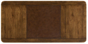 Hooker Furniture Archivist Pecky Pecan Executive Desk With Leather Writing Surface, Antique Bronze Hardware & Storage 5447-10563