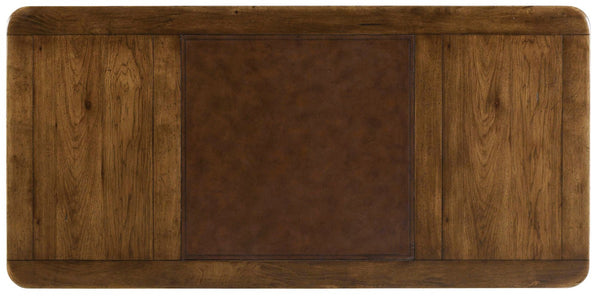 Hooker Furniture Archivist Pecky Pecan Executive Desk With Leather Writing Surface, Antique Bronze Hardware & Storage 5447-10563