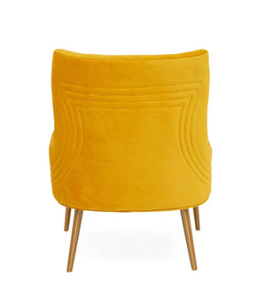 VIG Furniture Everly Velvet Yellow Accent Chair With Gold Tapered Legs, Mid-Century Style, Pocket Spring Comfort VGRHRHS-AC-741-CH