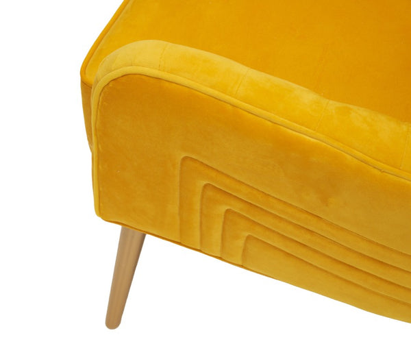 VIG Furniture Everly Velvet Yellow Accent Chair With Gold Tapered Legs, Mid-Century Style, Pocket Spring Comfort VGRHRHS-AC-741-CH