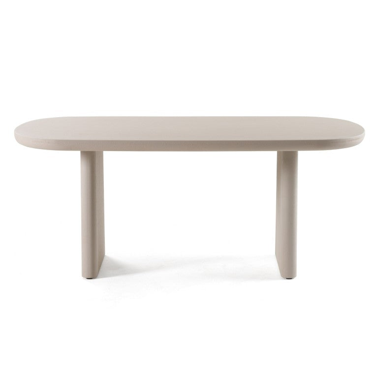 VIG Furniture Evermore Grey Faux Cement Oval Dining Table — Seats 6, Double Pedestal, Durable Manufactured Wood Finish VGGM-1752-GRY