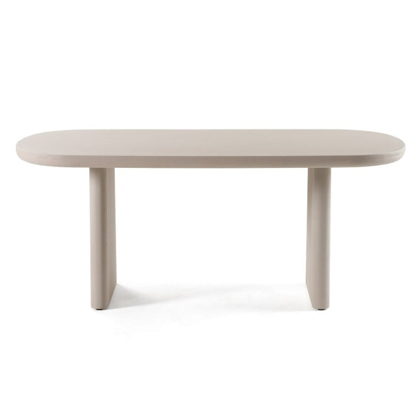 VIG Furniture Evermore Grey Faux Cement Oval Dining Table — Seats 6, Double Pedestal, Durable Manufactured Wood Finish VGGM-1752-GRY