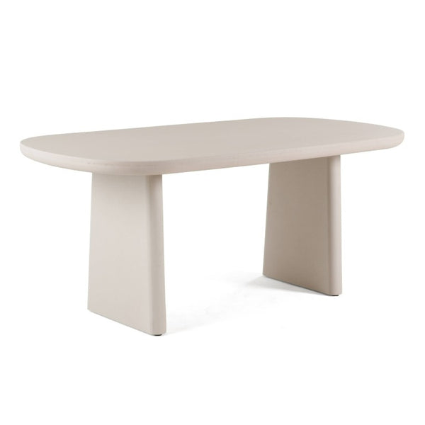 VIG Furniture Evermore Grey Faux Cement Oval Dining Table — Seats 6, Double Pedestal, Durable Manufactured Wood Finish VGGM-1752-GRY