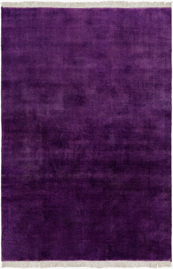 Surya Evergreen 10' X 14' Handmade Wool Rug - Modern Minimalist Design With Unique Fringe Detail Dark Plum Wool Evg2300-810