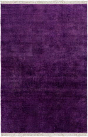 Surya Evergreen 10' X 14' Handmade Wool Rug - Modern Minimalist Design With Unique Fringe Detail Dark Plum Wool Evg2300-576