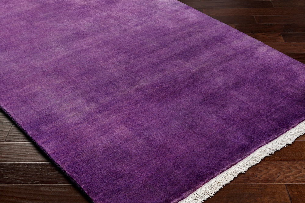 Surya Evergreen 10' X 14' Handmade Wool Rug - Modern Minimalist Design With Unique Fringe Detail Dark Plum Wool Evg2300-268