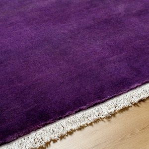 Surya Evergreen 10' X 14' Handmade Wool Rug - Modern Minimalist Design With Unique Fringe Detail Dark Plum Wool Evg2300-576