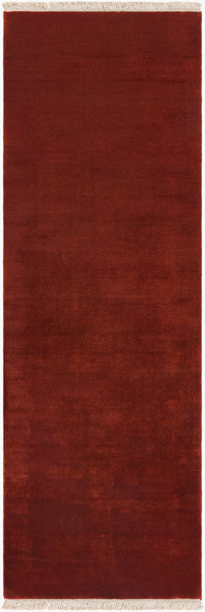 Surya Evergreen 10' X 14' Handmade Wool Rug - Modern Minimalist Design With Unique Fringe Detail Burnt Sienna Wool Evg2301-310