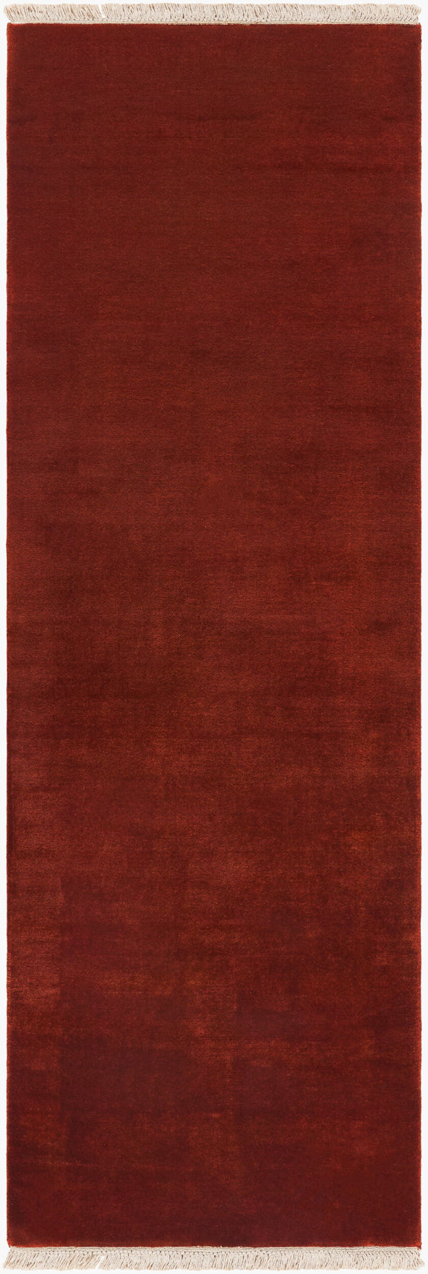 Surya Evergreen 10' X 14' Handmade Wool Rug - Modern Minimalist Design With Unique Fringe Detail Burnt Sienna Wool Evg2301-310