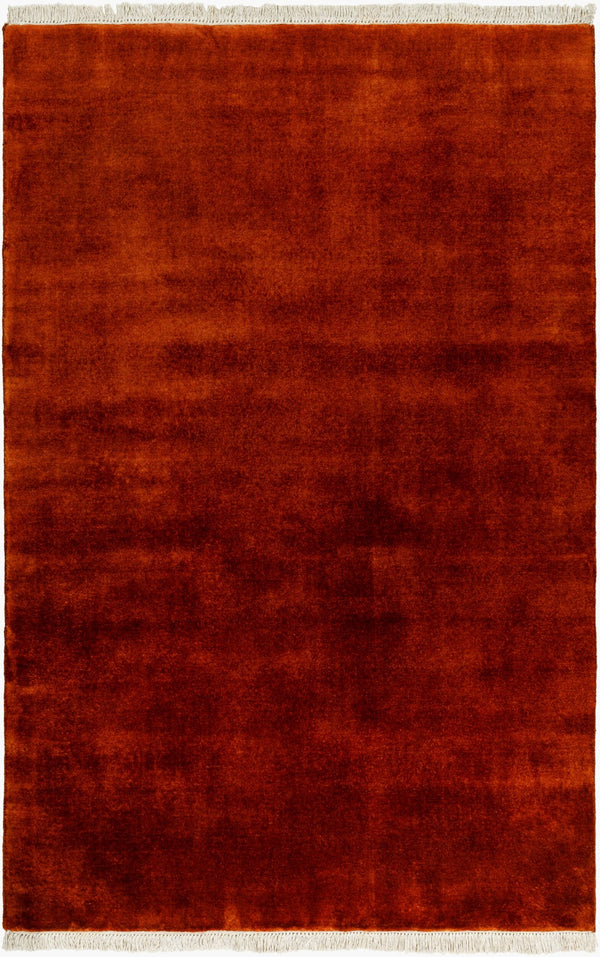 Surya Evergreen 10' X 14' Handmade Wool Rug - Modern Minimalist Design With Unique Fringe Detail Burnt Sienna Wool Evg2301-8sq