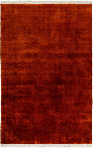Surya Evergreen 10' X 14' Handmade Wool Rug - Modern Minimalist Design With Unique Fringe Detail Burnt Sienna Wool Evg2301-1215