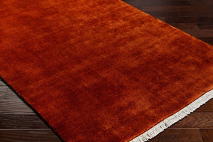 Surya Evergreen 10' X 14' Handmade Wool Rug - Modern Minimalist Design With Unique Fringe Detail Burnt Sienna Wool Evg2301-310