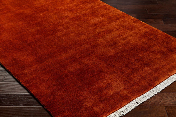 Surya Evergreen 10' X 14' Handmade Wool Rug - Modern Minimalist Design With Unique Fringe Detail Burnt Sienna Wool Evg2301-1215
