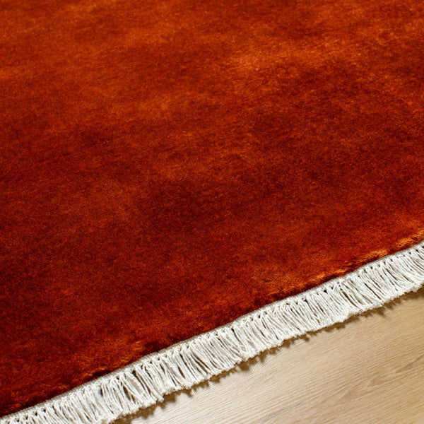 Surya Evergreen 10' X 14' Handmade Wool Rug - Modern Minimalist Design With Unique Fringe Detail Burnt Sienna Wool Evg2301-310