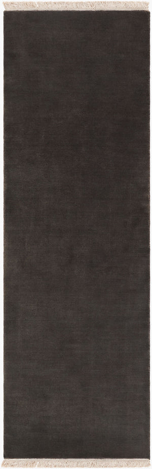 Surya Evergreen 10' X 14' Handmade Wool Rug - Modern Minimalist Design With Unique Fringe Detail Black Wool Evg2302-310