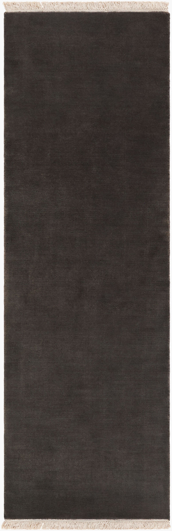 Surya Evergreen 10' X 14' Handmade Wool Rug - Modern Minimalist Design With Unique Fringe Detail Black Wool Evg2302-310