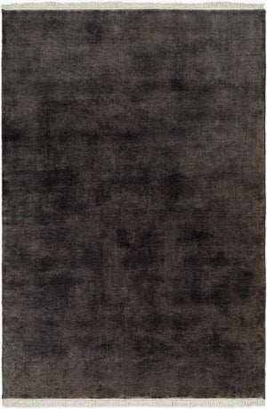 Surya Evergreen 10' X 14' Handmade Wool Rug - Modern Minimalist Design With Unique Fringe Detail Black Wool Evg2302-810