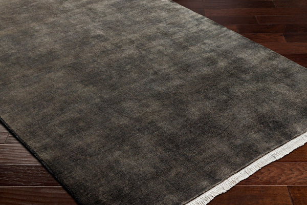 Surya Evergreen 10' X 14' Handmade Wool Rug - Modern Minimalist Design With Unique Fringe Detail Black Wool Evg2302-576