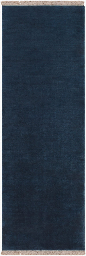 Surya Evergreen 10' X 14' Handmade Wool Rug - Modern Minimalist Design With Unique Fringe Detail Dark Blue Wool Evg2303-268
