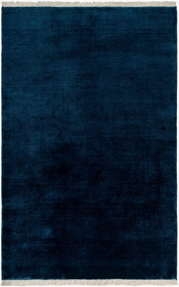 Surya Evergreen 10' X 14' Handmade Wool Rug - Modern Minimalist Design With Unique Fringe Detail Dark Blue Wool Evg2303-10sq