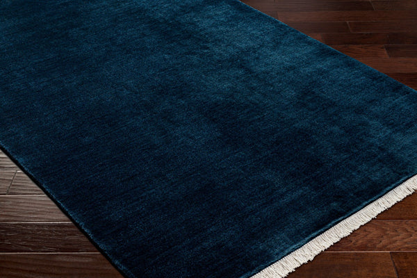 Surya Evergreen 10' X 14' Handmade Wool Rug - Modern Minimalist Design With Unique Fringe Detail Dark Blue Wool Evg2303-10sq