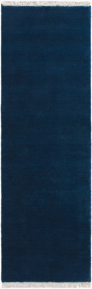 Surya Evergreen 10' X 14' Handmade Wool Rug - Modern Minimalist Design With Unique Fringe Detail Midnight Blue Wool Evg2304-268