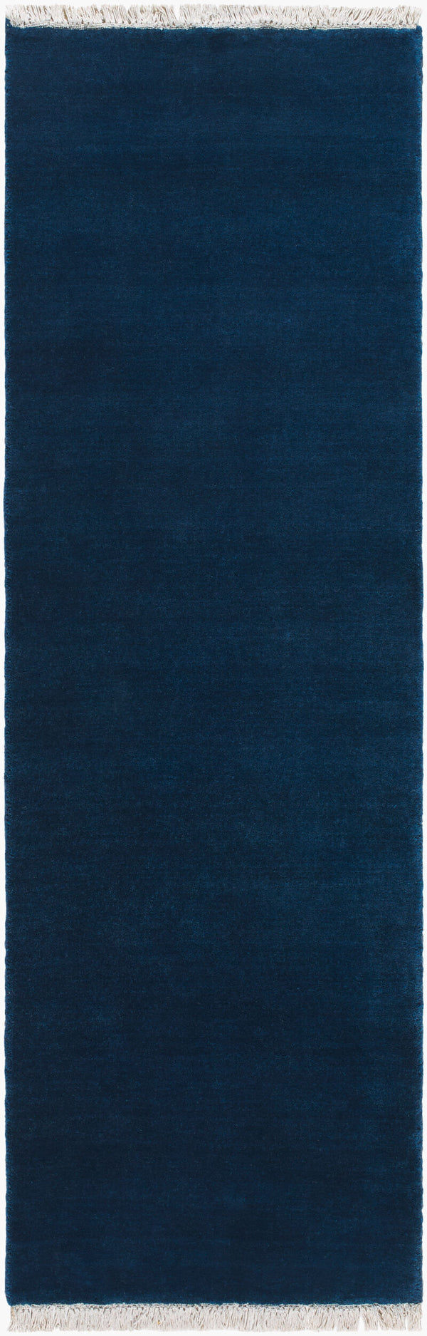 Surya Evergreen 10' X 14' Handmade Wool Rug - Modern Minimalist Design With Unique Fringe Detail Midnight Blue Wool Evg2304-268