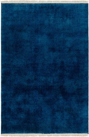 Surya Evergreen 10' X 14' Handmade Wool Rug - Modern Minimalist Design With Unique Fringe Detail Midnight Blue Wool Evg2304-912