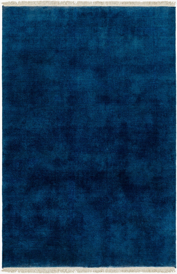 Surya Evergreen 10' X 14' Handmade Wool Rug - Modern Minimalist Design With Unique Fringe Detail Midnight Blue Wool Evg2304-912