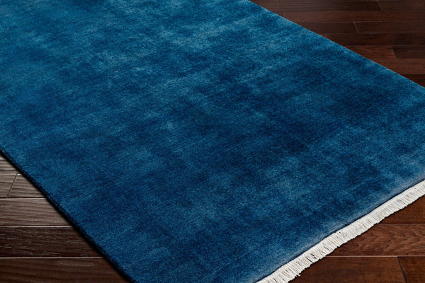 Surya Evergreen 10' X 14' Handmade Wool Rug - Modern Minimalist Design With Unique Fringe Detail Midnight Blue Wool Evg2304-268