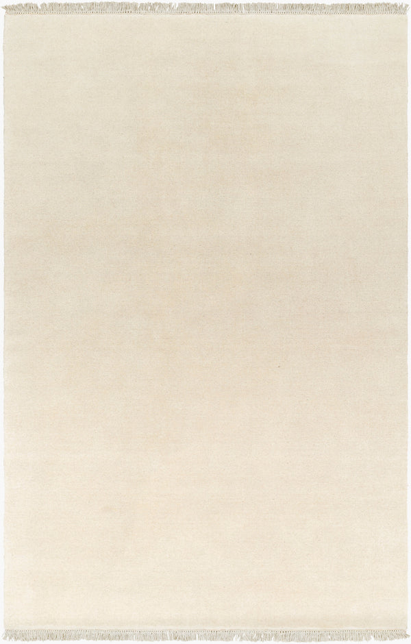 Surya Evergreen 10' X 14' Handmade Wool Rug - Modern Minimalist Design With Unique Fringe Detail Ivory Wool Evg2305-1014