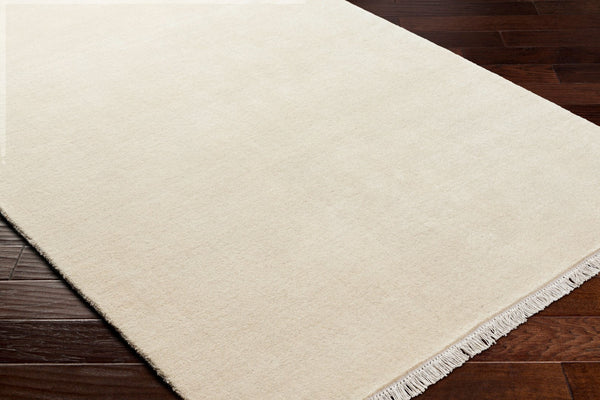 Surya Evergreen 10' X 14' Handmade Wool Rug - Modern Minimalist Design With Unique Fringe Detail Ivory Wool Evg2305-6rd