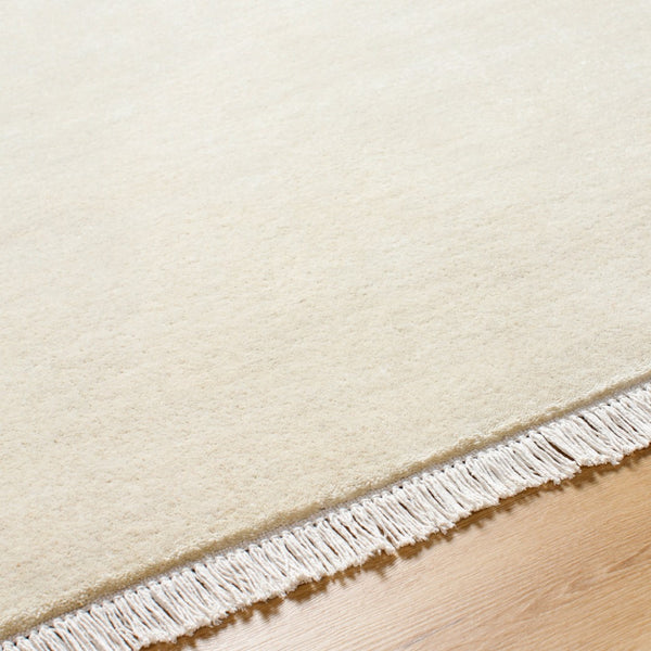 Surya Evergreen 10' X 14' Handmade Wool Rug - Modern Minimalist Design With Unique Fringe Detail Ivory Wool Evg2305-1014
