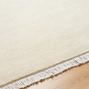 Surya Evergreen 10' X 14' Handmade Wool Rug - Modern Minimalist Design With Unique Fringe Detail Ivory Wool Evg2305-310