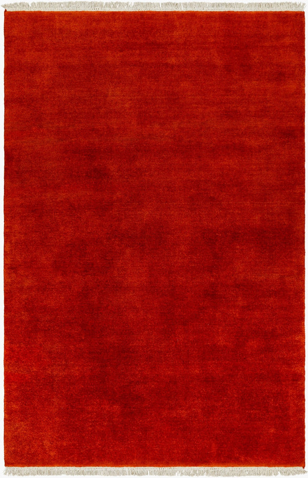Surya Evergreen 10' X 14' Handmade Wool Rug - Modern Minimalist Design With Unique Fringe Detail Burnt Sienna Wool Evg2306-8sq