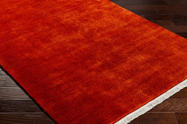 Surya Evergreen 10' X 14' Handmade Wool Rug - Modern Minimalist Design With Unique Fringe Detail Burnt Sienna Wool Evg2306-310