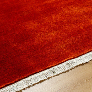 Surya Evergreen 10' X 14' Handmade Wool Rug - Modern Minimalist Design With Unique Fringe Detail Burnt Sienna Wool Evg2306-10sq