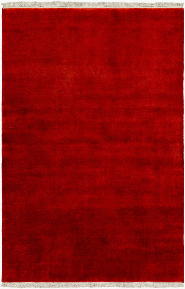 Surya Evergreen 10' X 14' Handmade Wool Rug - Modern Minimalist Design With Unique Fringe Detail Burgandy Wool Evg2307-10sq