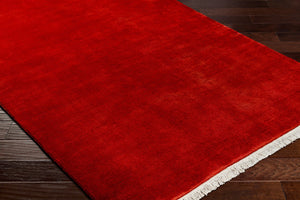 Surya Evergreen 10' X 14' Handmade Wool Rug - Modern Minimalist Design With Unique Fringe Detail Burgandy Wool Evg2307-268