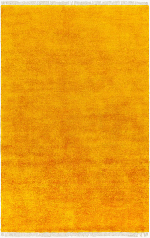 Surya Evergreen 10' X 14' Handmade Wool Rug - Modern Minimalist Design With Unique Fringe Detail Goldenrod Wool Evg2309-576