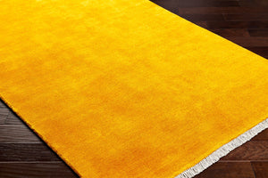 Surya Evergreen 10' X 14' Handmade Wool Rug - Modern Minimalist Design With Unique Fringe Detail Goldenrod Wool Evg2309-576