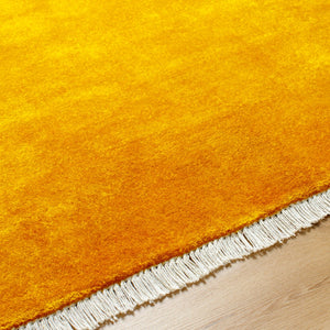 Surya Evergreen 10' X 14' Handmade Wool Rug - Modern Minimalist Design With Unique Fringe Detail Goldenrod Wool Evg2309-576