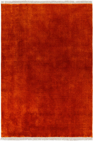Surya Evergreen 10' X 14' Handmade Wool Rug - Modern Minimalist Design With Unique Fringe Detail Burnt Sienna Wool Evg2310-912