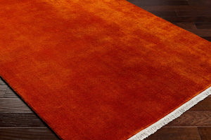 Surya Evergreen 10' X 14' Handmade Wool Rug - Modern Minimalist Design With Unique Fringe Detail Burnt Sienna Wool Evg2310-1014