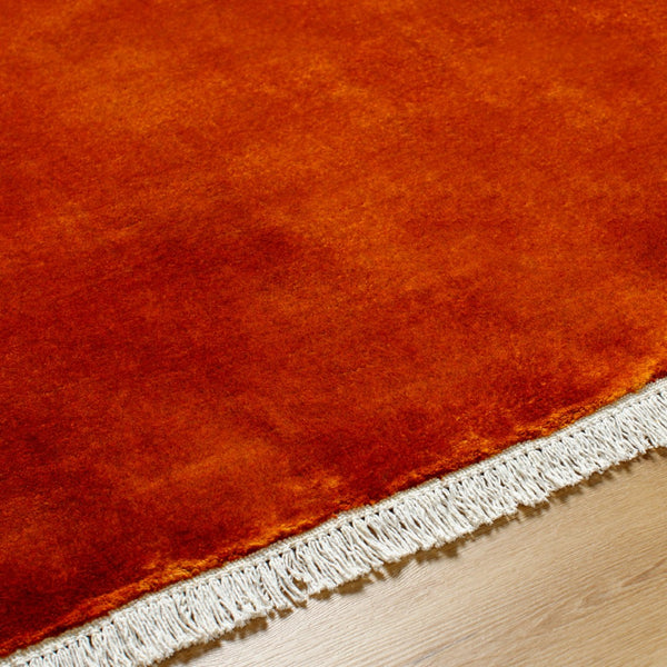 Surya Evergreen 10' X 14' Handmade Wool Rug - Modern Minimalist Design With Unique Fringe Detail Burnt Sienna Wool Evg2310-912