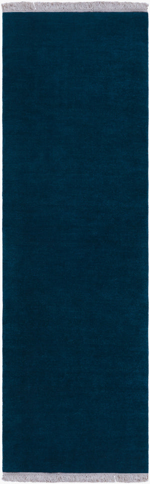 Surya Evergreen 10' X 14' Handmade Wool Rug - Modern Minimalist Design With Unique Fringe Detail Midnight Blue Wool Evg2311-310