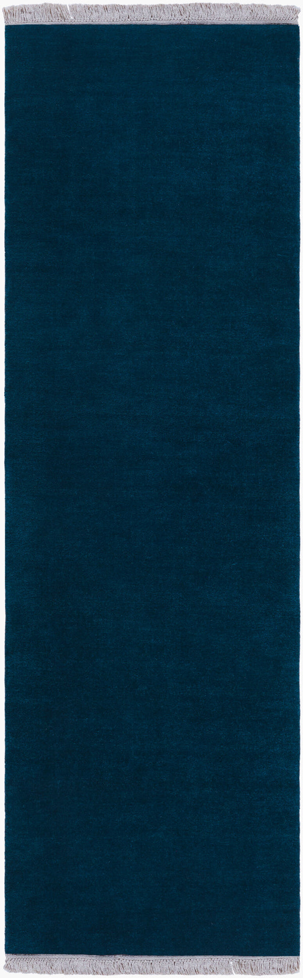 Surya Evergreen 10' X 14' Handmade Wool Rug - Modern Minimalist Design With Unique Fringe Detail Midnight Blue Wool Evg2311-310