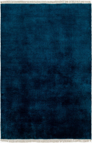 Surya Evergreen 10' X 14' Handmade Wool Rug - Modern Minimalist Design With Unique Fringe Detail Midnight Blue Wool Evg2311-576
